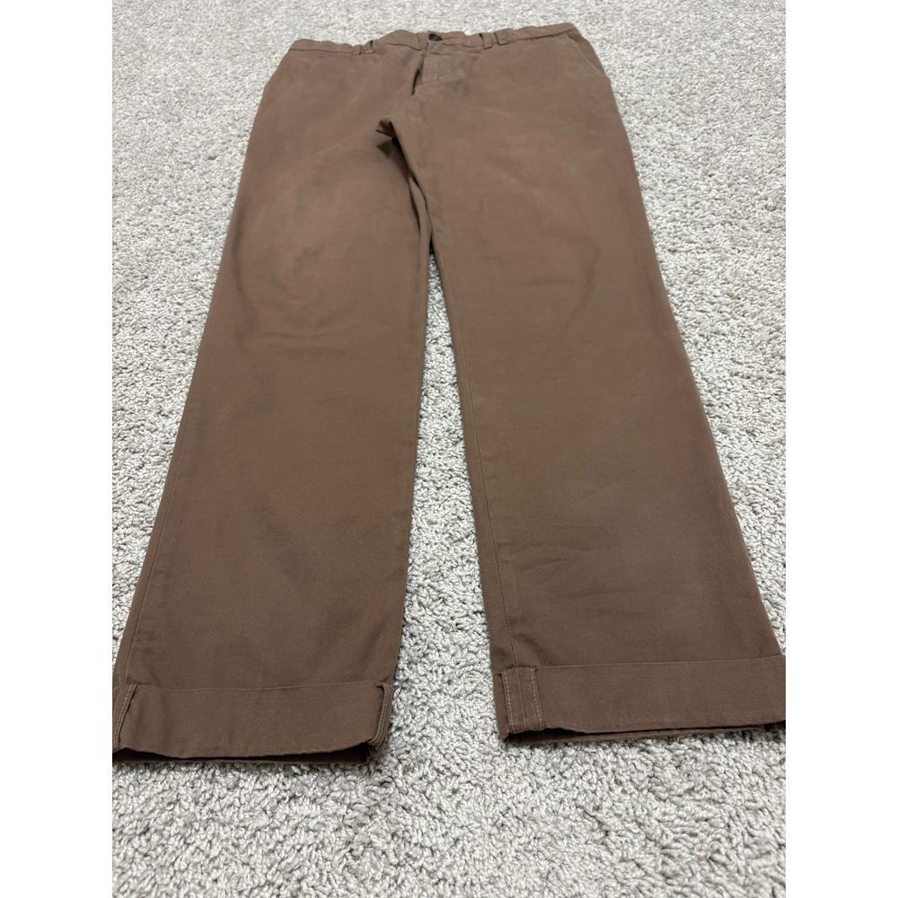 Brunello Cucinelli Chino Pants Trousers Stretch Brown Italy Mens Sz 50 (~33x30) - Picture 6 of 16